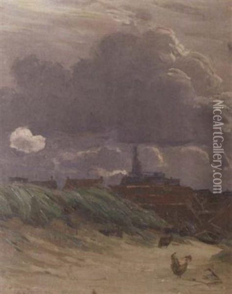 Stormclouds Over Katwijk - Dunkle Wolken Uber Katwijk Oil Painting - Alexander Max Koester