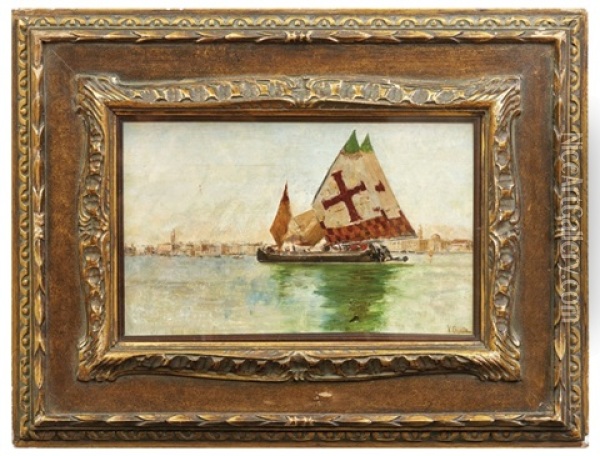 Boot In Der Lagune Von Venedig Oil Painting - Vincenzo Caprile