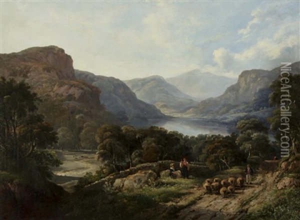 A Shepherd In A Rural Landscape Oil Painting - John Frederick Tennant