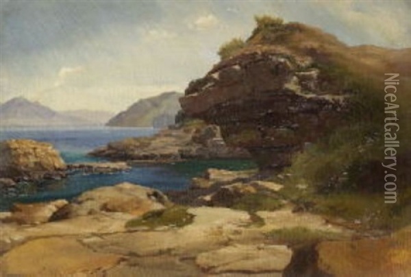 Fjordlandschaft Oil Painting - Friedrich Johann C.E. Preller the Elder