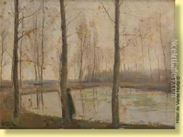 Au Bord De L'etang Oil Painting - Lucien Frank