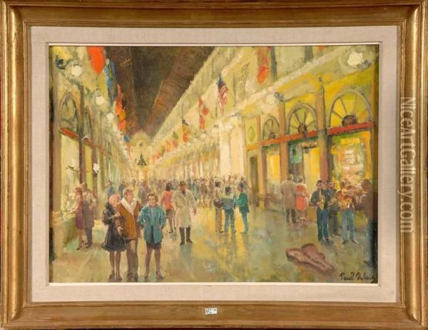 La Galerie De La Reine Animee A Bruxelles Oil Painting - Paul Dubois