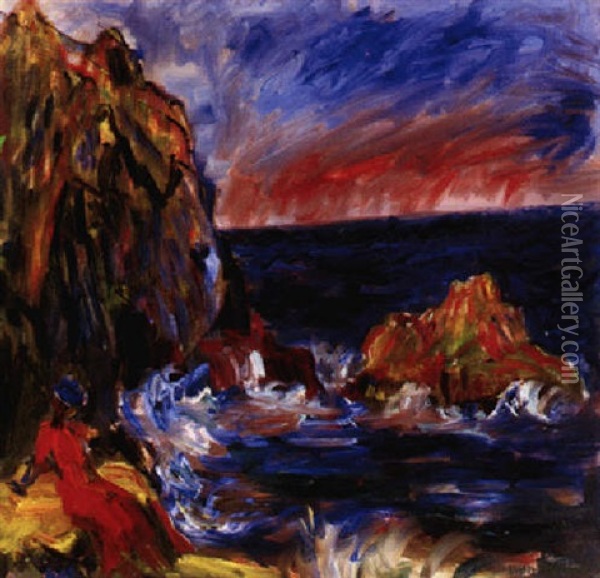 Stenungson, Kvinna Vid Havet Oil Painting - Ivan Ivarson