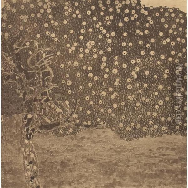 The Golden Apple Tree Oil Painting - Gustav Klimt