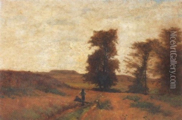 Feldlandschaft Mit Zwei Kindern Oil Painting - Gustave Eugene Castan