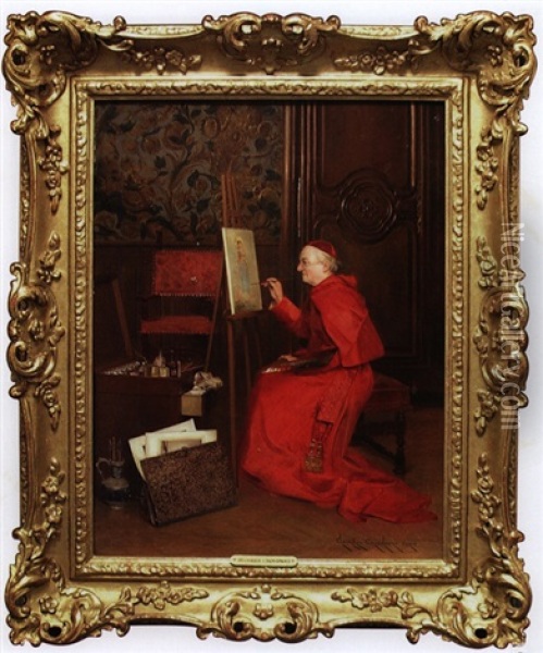 Cardinal Painting Oil Painting - Georges Croegaert