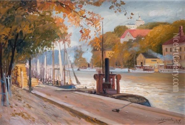 View From River Aura Oil Painting - John Rafael Ekelund
