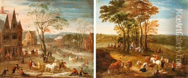 Sommer Und Winter Oil Painting - Jan-Peter van Bredael the Younger