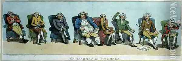 Englishmen in November, pub. by S.W. Fores, 1788 Oil Painting - Thomas Rowlandson