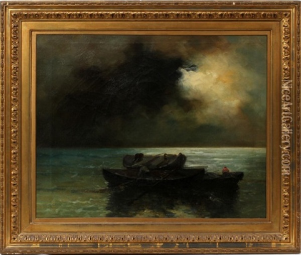 Seascape With Fishermen Oil Painting - Louis Leloir