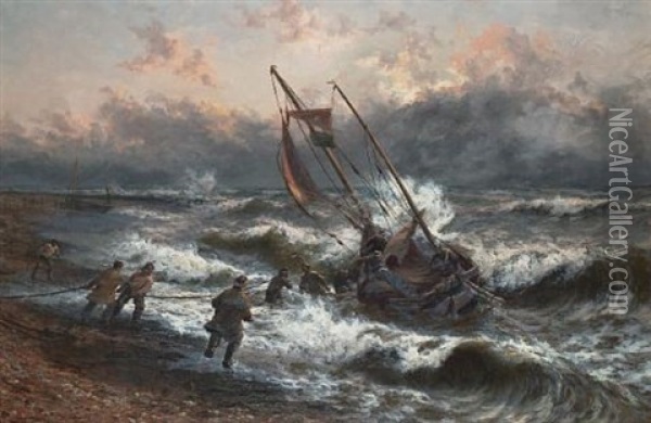 After A Stormy Night, Hastings Oil Painting - Thomas Rose Miles