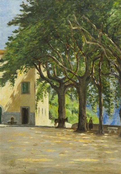 Alberi E Casa Oil Painting - Ruggero Focardi