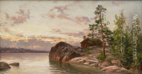 Summer Evening In The Archipelago Oil Painting - Magnus Hjalmar Munsterhjelm