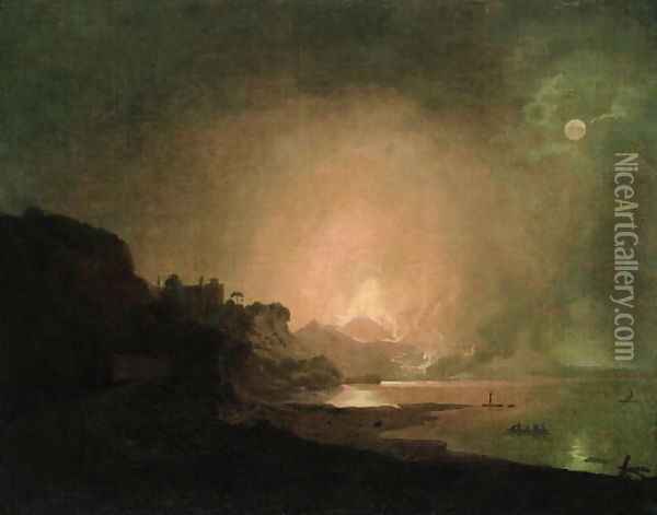 The Eruption of Mount Vesuvius Oil Painting - Josepf Wright Of Derby