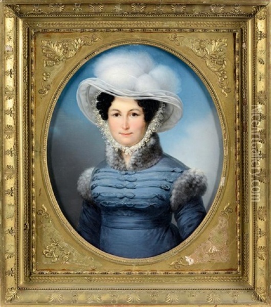 Portrait De Mme Francois Victor Bunel, Nee Marie-agathe Provost De La Fardiniere Oil Painting - Francois-Joseph Kinson