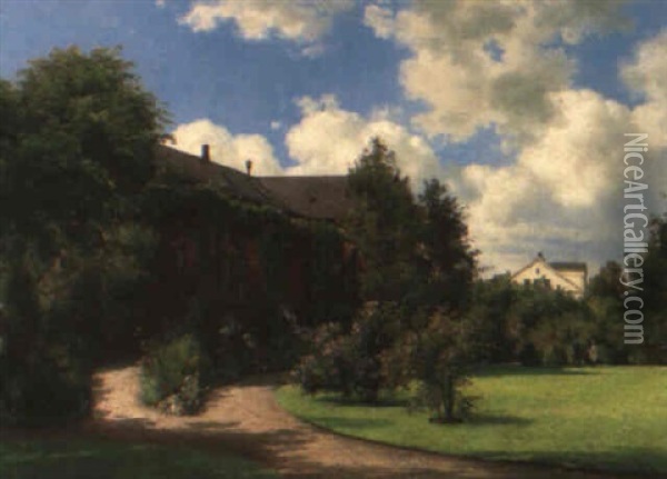 Sunlit Garden Oil Painting - Carl Frederik Peder Aagaard