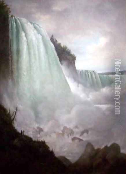 Horseshoe Falls from below the High Bank Oil Painting - Gustavus Grunewald