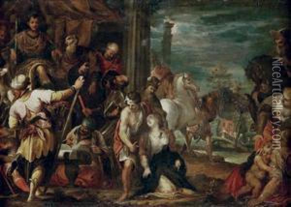 Martyre De Sainte Justine De Padoue, D'apres Veronese Oil Painting - Johann Rottenhammer