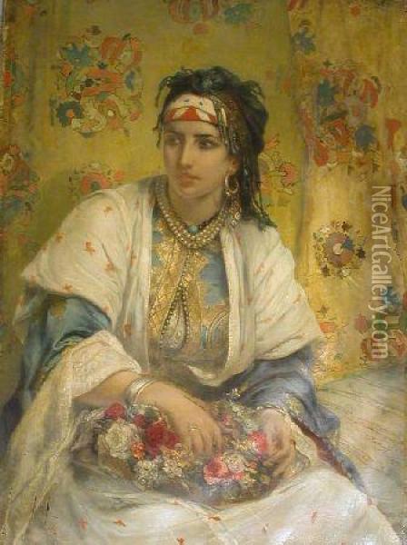 Algerian Flower Seller Oil Painting - Jean-Francois Portaels