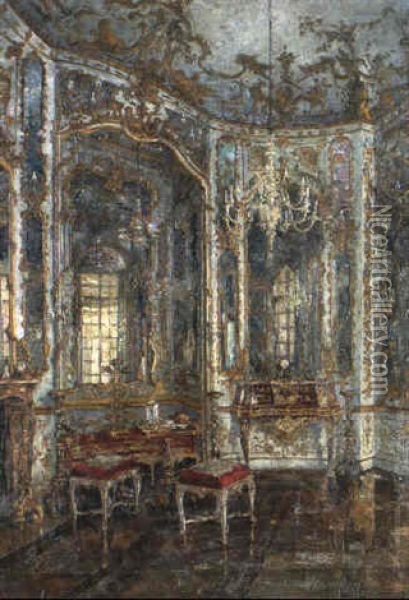 Spiegelkabinett In Der Residenz Munchen Oil Painting - Franz Multerer