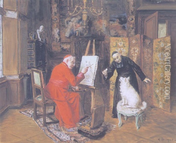 Le Cardinal Peintre Oil Painting - Henri Brispot