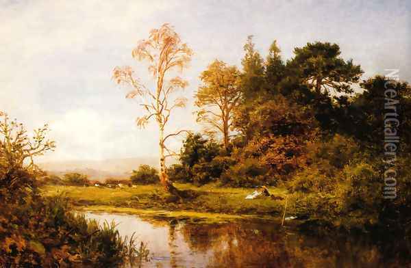 A Fine Autumn Morning Oil Painting - Benjamin Williams Leader