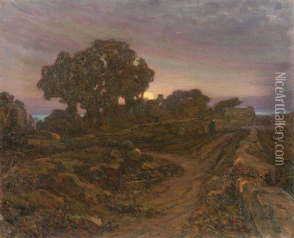 Sunset Over The Hilltop Oil Painting - Konstantin Kharitonovich Vroblevsky