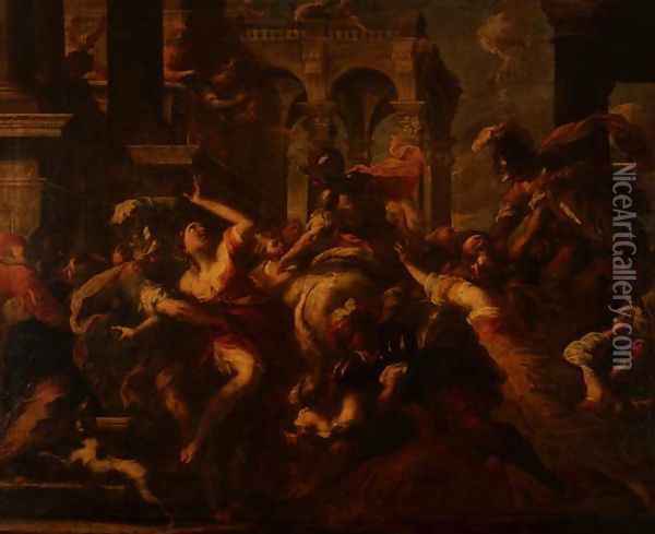 Rape of the Sabines, 1650-55 Oil Painting - Valerio Castello