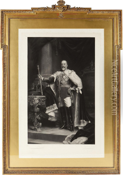 Portrait Of King George V Oil Painting - William Samuel Henry Llewellyn