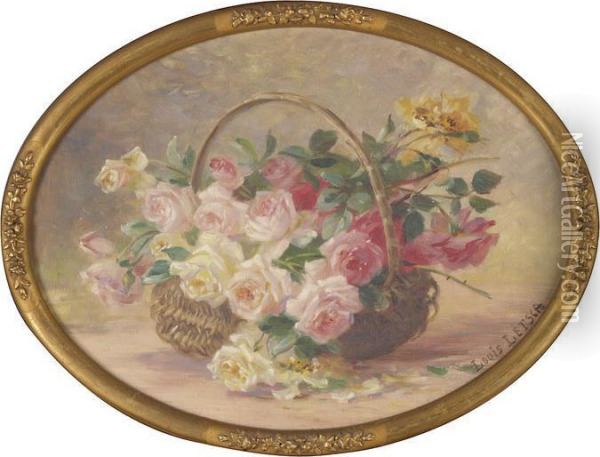 Rosen In Einem Henkelkorb Oil Painting - Andreas Ludwig Letsch