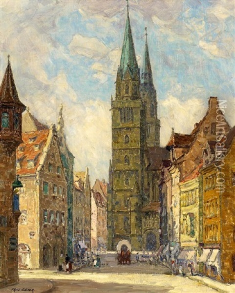 Ansicht Nurnbergs Mit Blick Auf Die Lorenzkirche Oil Painting - Fritz Geyer