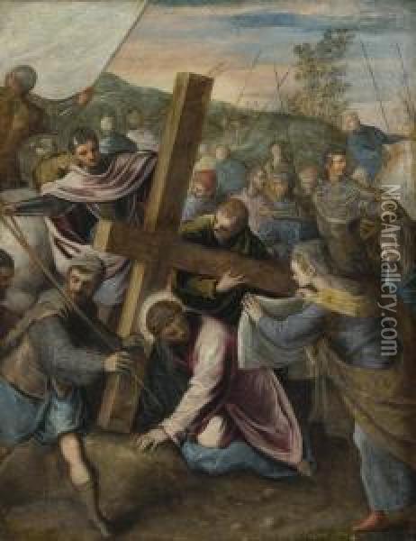 Christ On The Way To Calvary Oil Painting - Jacopo Robusti, II Tintoretto
