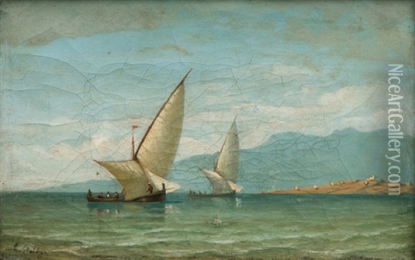 Boats In The Bosporus Oil Painting - Daniel Hermann Anton Melbye