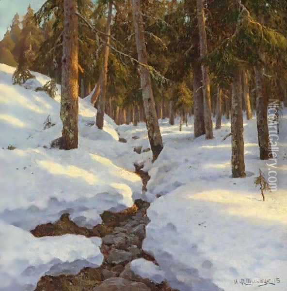 Winter Creek, 1915 Oil Painting - Ivan Fedorovich Choultse
