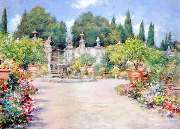 An Italian Garden Oil Painting - William Merritt Chase