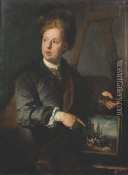 Portrait D'artiste Oil Painting - Johann Kupetzki