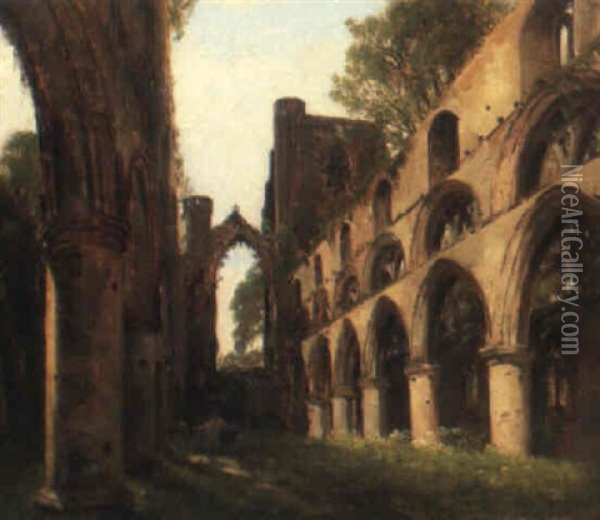 Cathedral Ruins (dunkeld) Oil Painting - William M. Hart