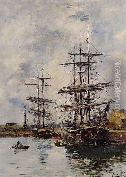 Deauville, Ships at Dock Oil Painting - Eugene Boudin