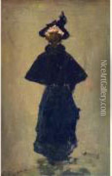 Femme En Noir Oil Painting - Ernest Ange Duez