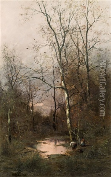 Landscape In Fall Oil Painting - Adolf Kaufmann