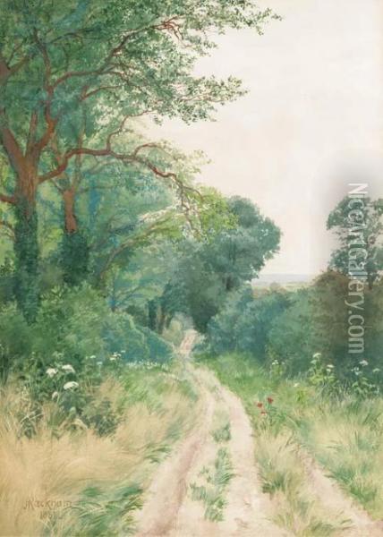 A Sussex Lane Oil Painting - Arthur Rackham