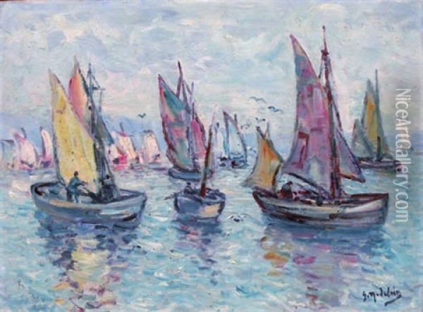 Regate Dans L'estuaire Oil Painting - Gustave Madelain