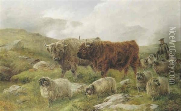 A Highland Drover Oil Painting - Charles Jones