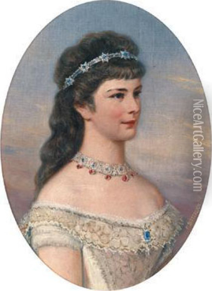 Portrait Of The Empress With Diadem Oil Painting - Richard Bitterlich