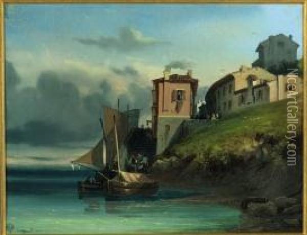 Barche Sul Lago Maggiore Oil Painting - Luigi Bartezago