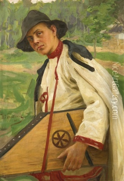The Young Musician Oil Painting - Nikolai Vasilievich Kharitonov