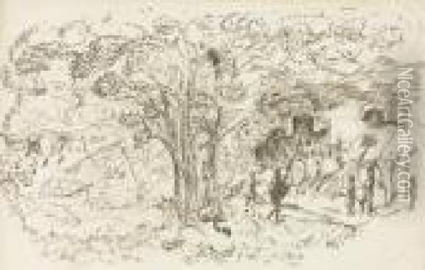 Paysage Avec Personnages Et Animaux Oil Painting - Pierre Bonnard