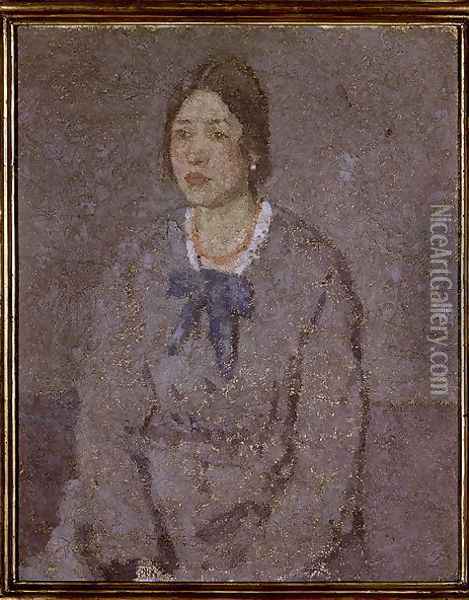 Woman in a Coral Necklace Oil Painting - Gwen John