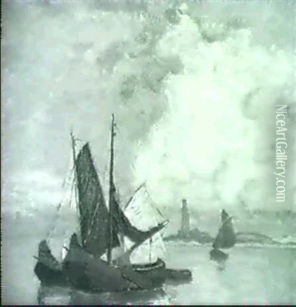 Segelboote Vor Der Kuste Oil Painting - Carl (Karl, Charles) O'Lynch of Town