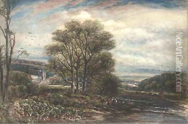 Anglers before Lanercost Priory Oil Painting - James Orrock